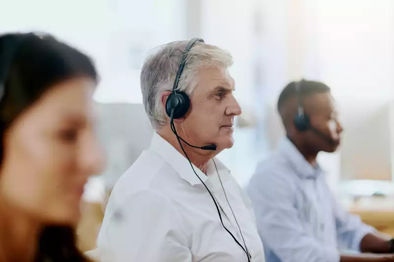 Man at work at a call center.